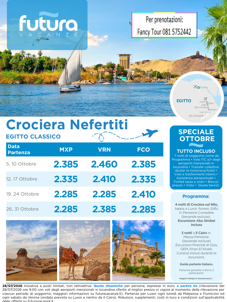 Crociera sul Nilo ottobre